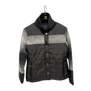 Olyss New York Jacket Womens Small Black Gray Knit Sleeve Quilted Puffer Coat